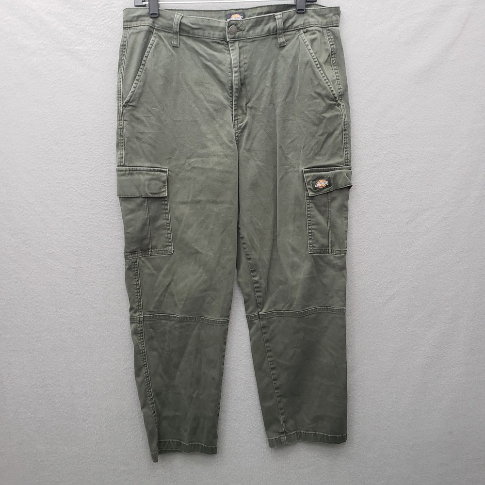 Dickies Cargo Work Pants Olive Green Utility Gorpcore Granola Girl Size 32R